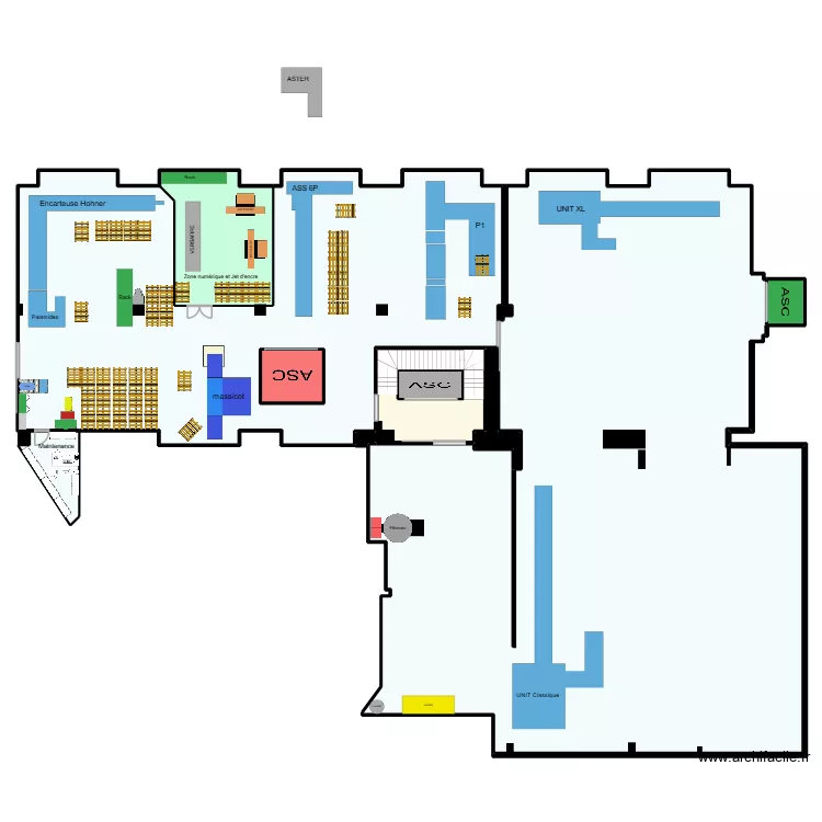 Atelier Fa&ccedil;onnage int&eacute;gration jet d\'encre. Plan de 12  et 1083 m²