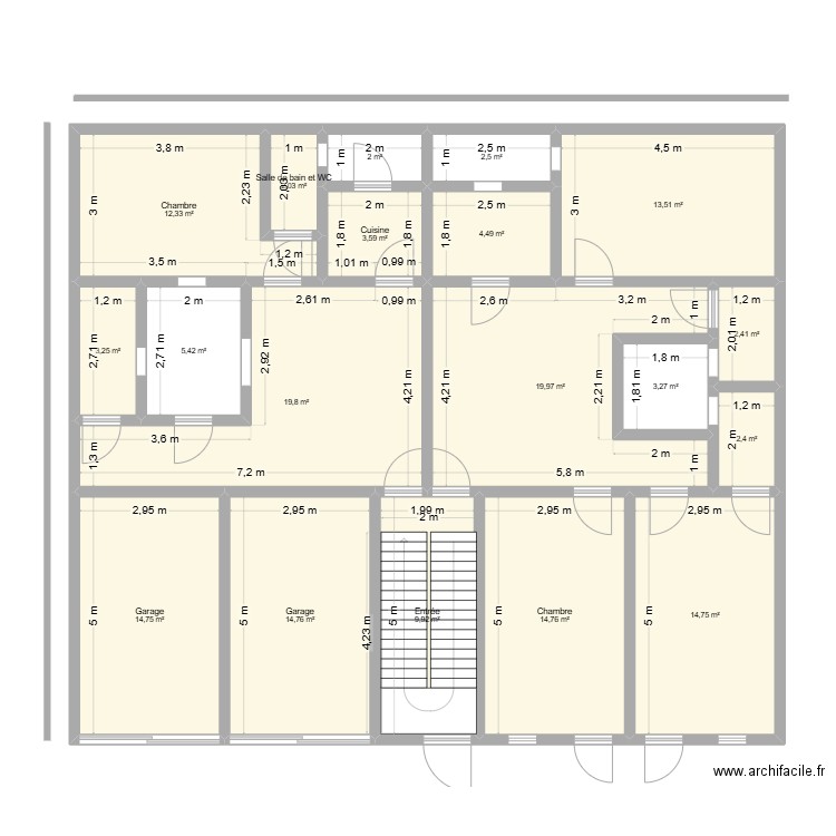 PLAN2. Plan de 19 pièces et 166 m2