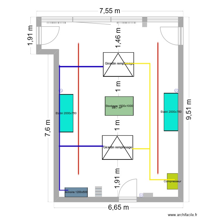 PLAN D'INSTALLATION. Plan de 1 pièce et 57 m2