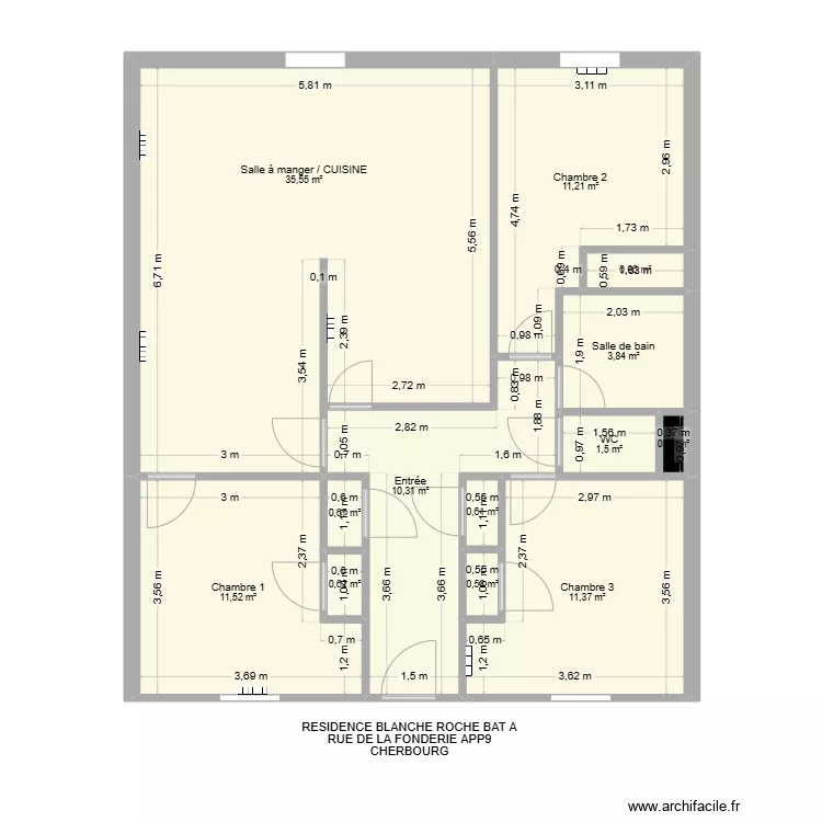 RESIDENCE BLANCHE ROCHE BAT A APP9. Plan de RESIDENCE BLANCHE ROCHE BAT A APP9. Plan de
