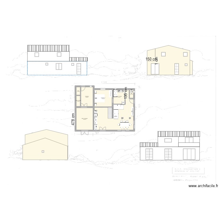 Corse Projet. Plan de 14 pièces et 144 m2