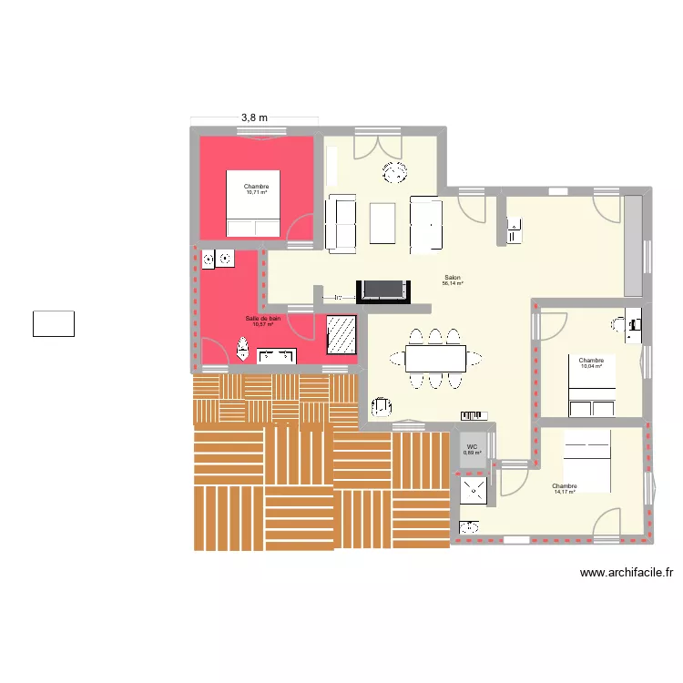Extension. Plan de 1  et 12 m²