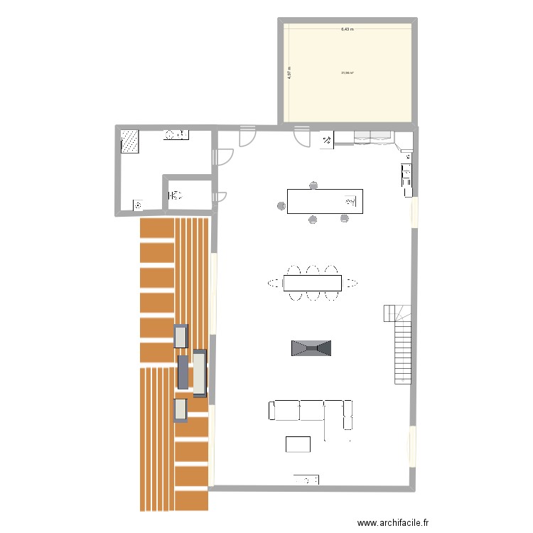 Maison. Plan de 1 pièce et 32 m2