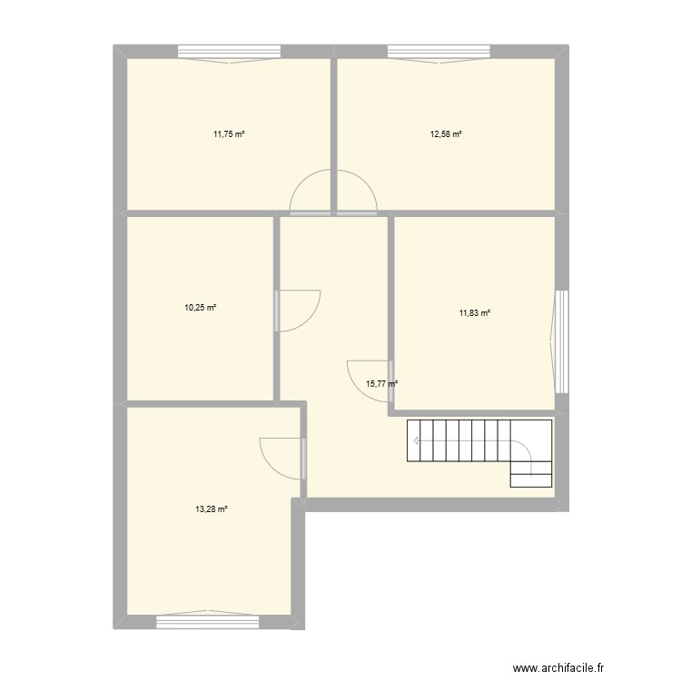 maison 1er. Plan de 6 pièces et 75 m2