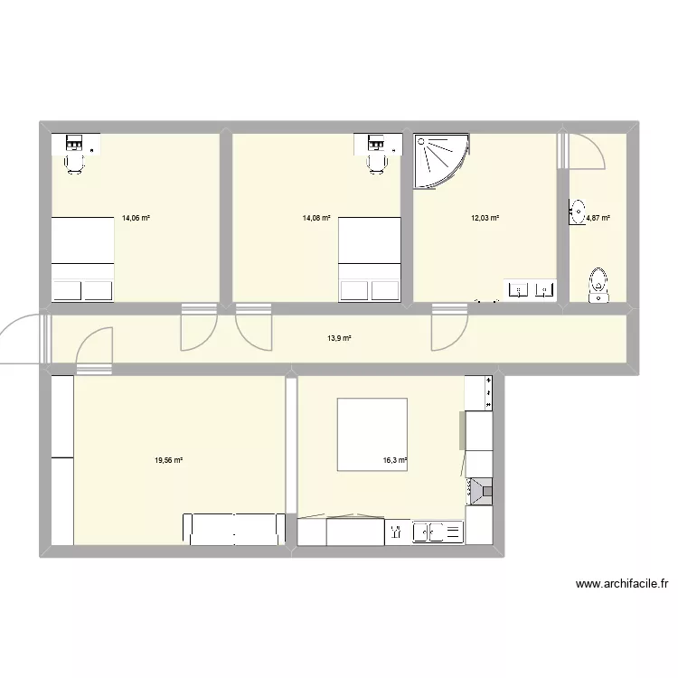 VILLAS 1. Plan de 7  et 95 m²