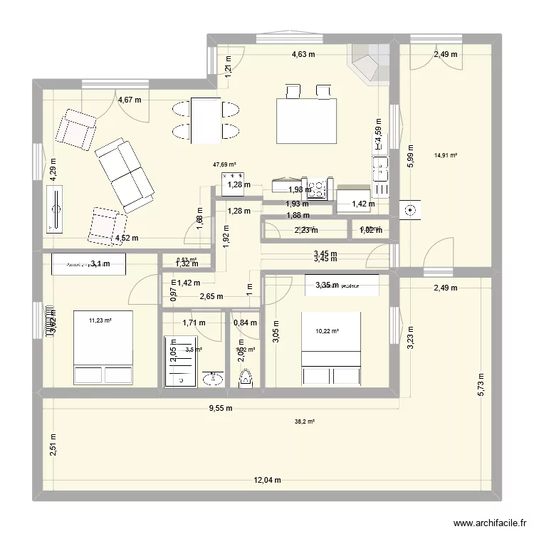 Cuisine Blanchettes. Plan de 