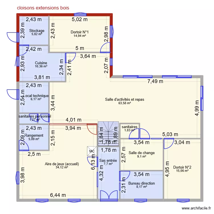 RDC creche 1. Plan de 14 et 184 m² RDC creche 1. Plan de 14 et 184 m²