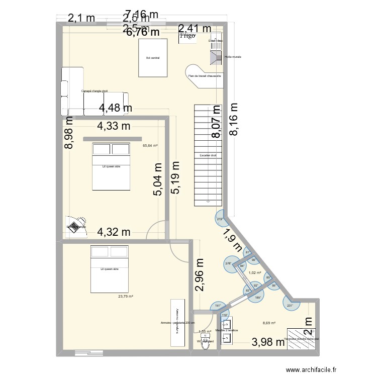 lavoir etage. Plan de 5 pièces et 101 m2