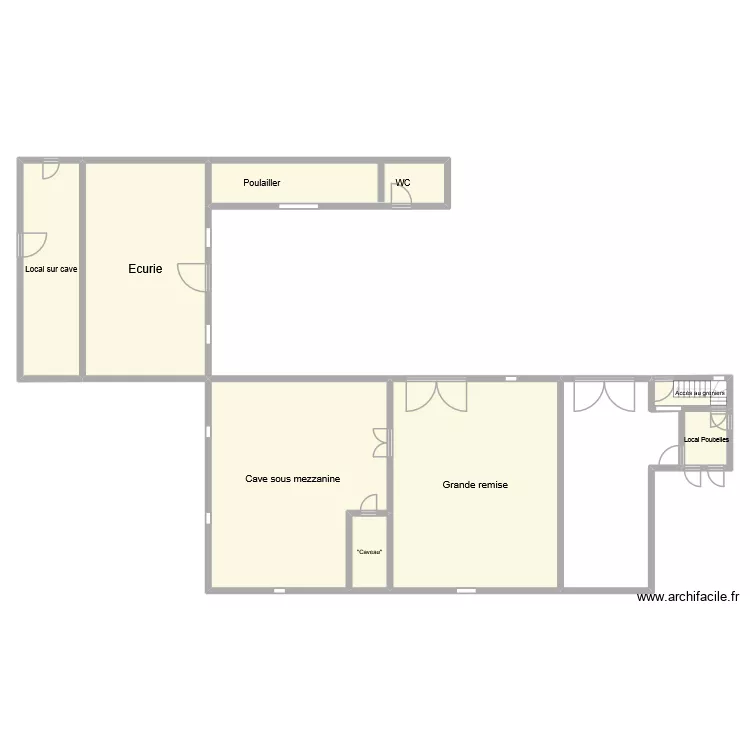 D&eacute;pendances RDC. Plan de 8  et 301 m²