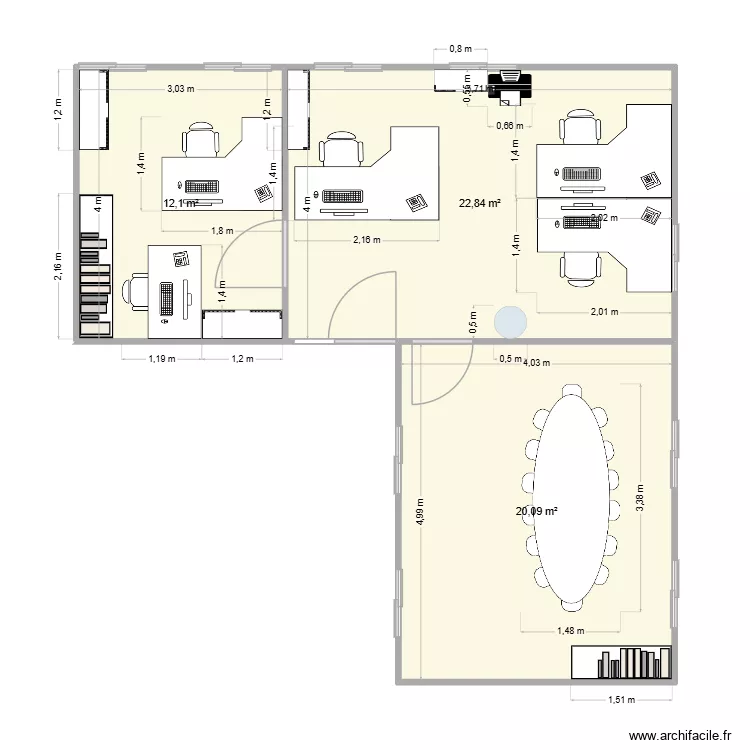 Bureau 2. Plan de 3 et 55 m² Bureau 2. Plan de 3 et 55 m²