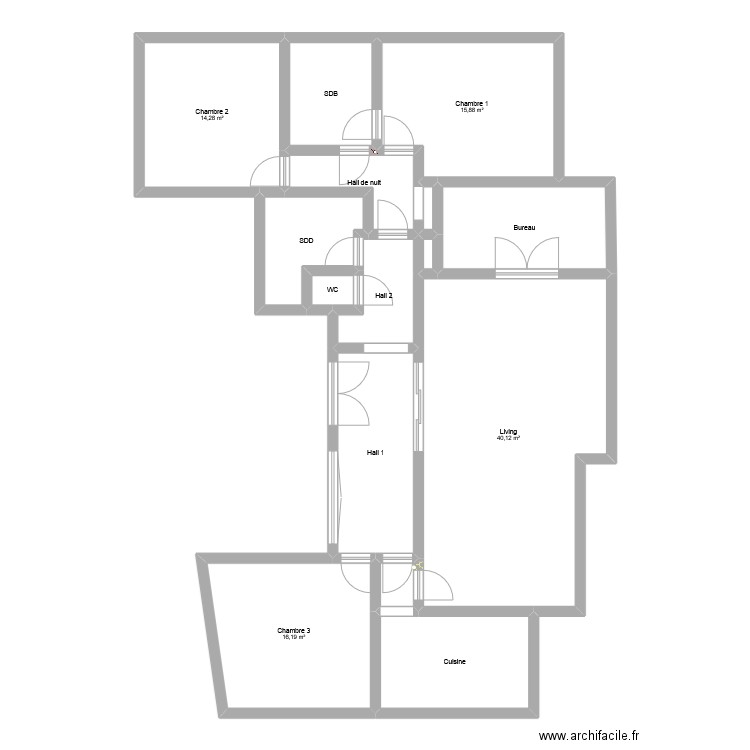 60-6 elect. Plan de 15 pièces et 140 m2