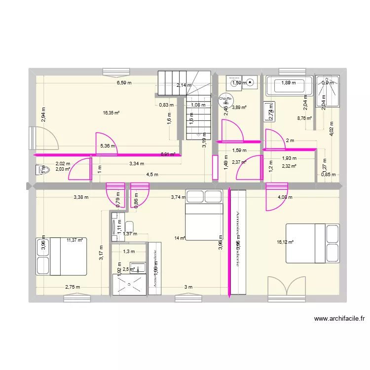 RDC - Agrandissement V4. Plan de 11  et 87 m²