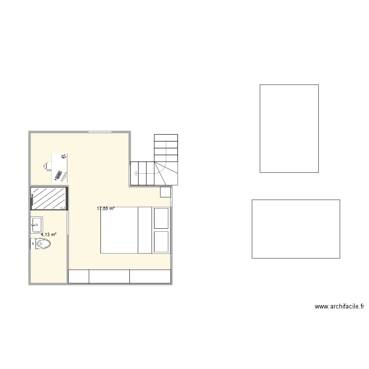 CHAMBRE HAVRE. Plan de 2 pièces et 22 m2