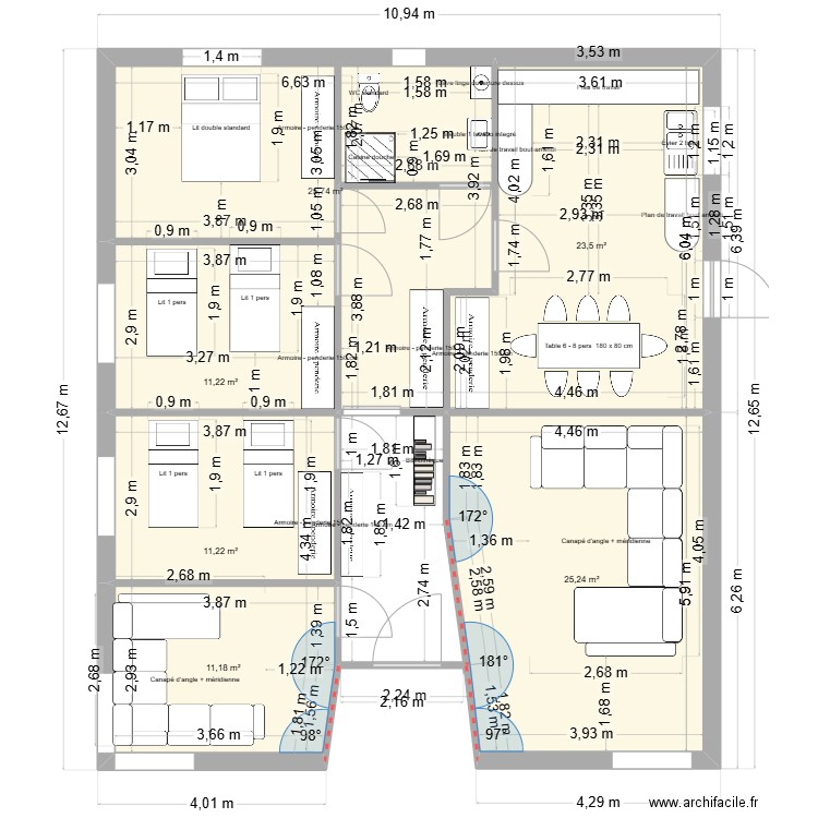 AYMAN 2. Plan de 6 pièces et 91 m2