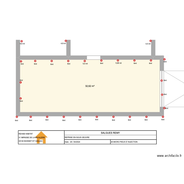 Salgues Bagnols. Plan de 1 pièce et 33 m2