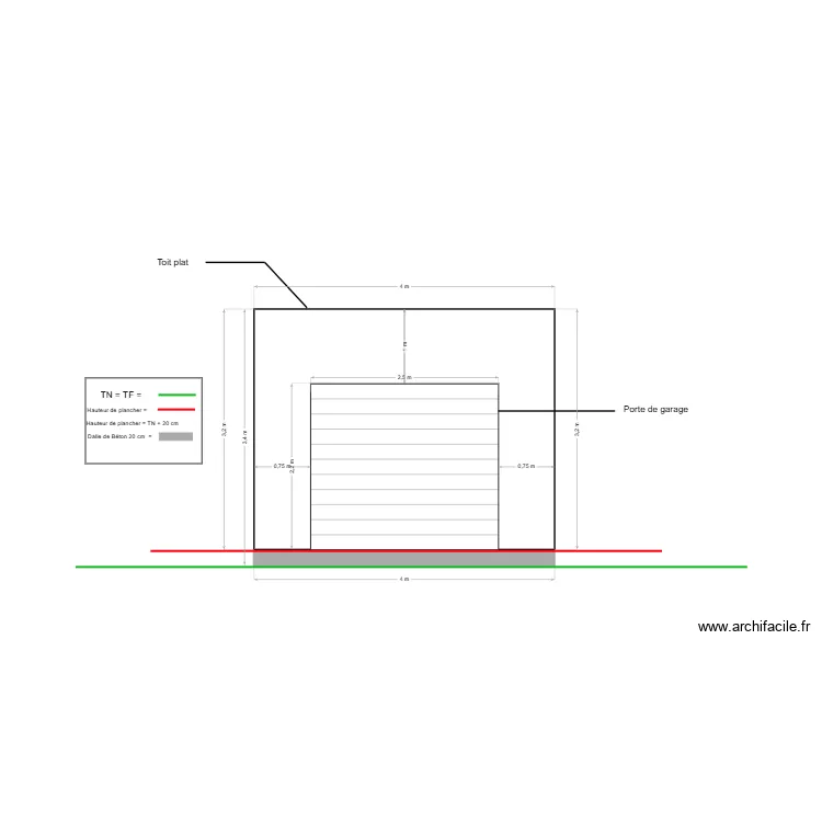 Plan de coupe abri de jardin. Plan de 
