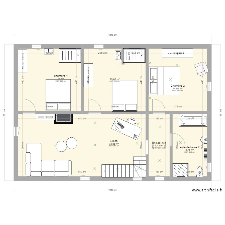 Pontos étage 4. Plan de 6 pièces et 93 m2