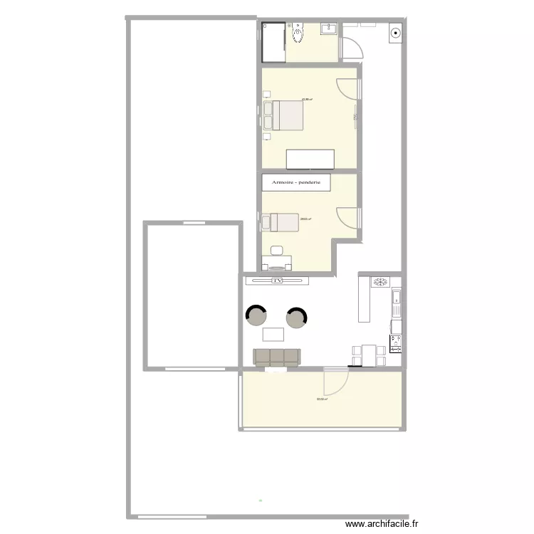 casa. Plan de 3  et 102 m²