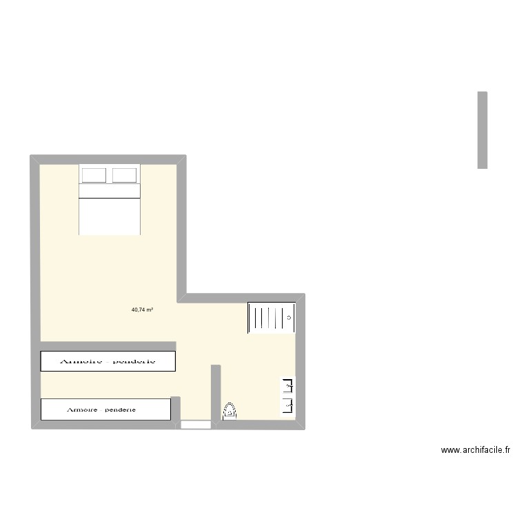 Chambre parentale. Plan de 1 pièce et 41 m2
