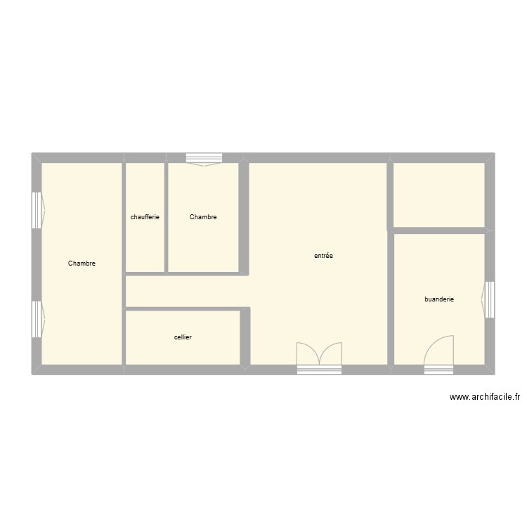 quinnesiere biras état initial rdc. Plan de 6 pièces et 63 m2