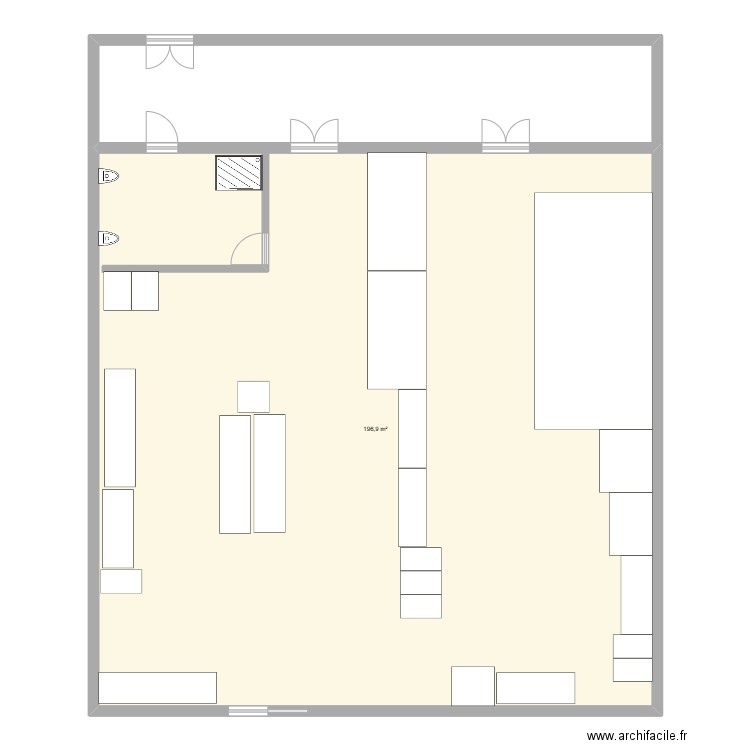 boulangerie 2. Plan de 1 pièce et 197 m2