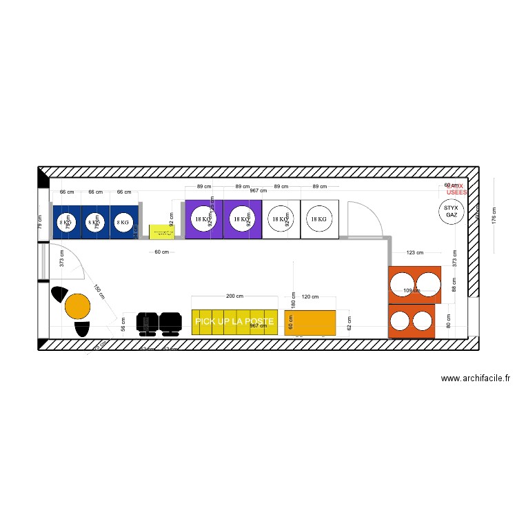 Local HENRIO MERIGNAC. Plan de 1 pièce et 36 m2