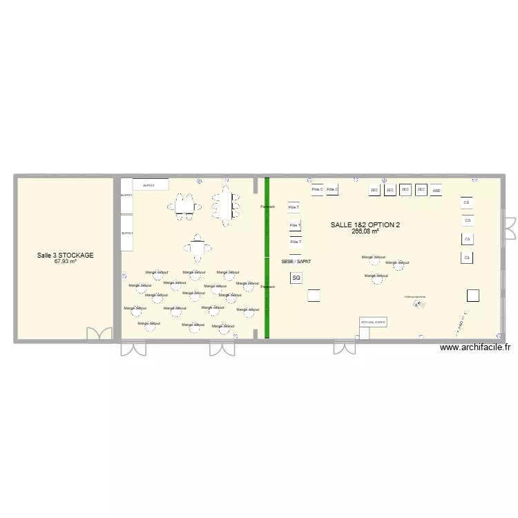 AGRACO OPTION 2 V3 Accueil caf&eacute; dans la salle 1. Plan de 2  et 334 m²