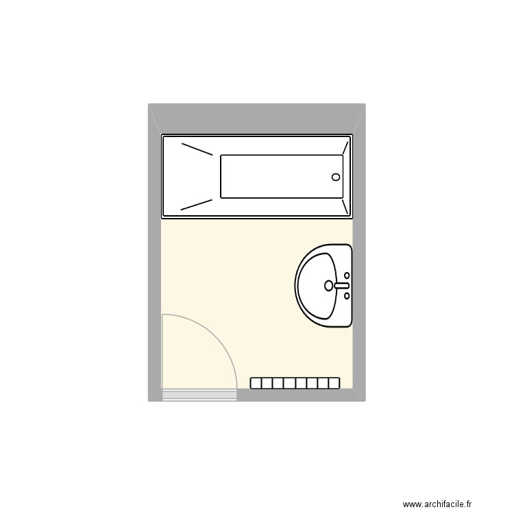 SdB LM actuel. Plan de 1 pièce et 3 m2