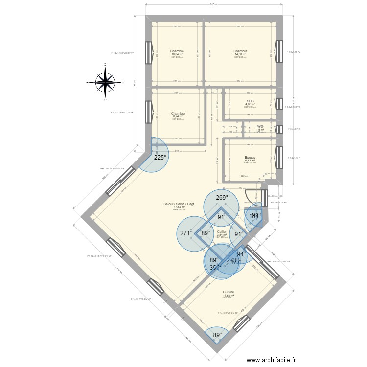 SARRAZIN. Plan de 9 pièces et 111 m2