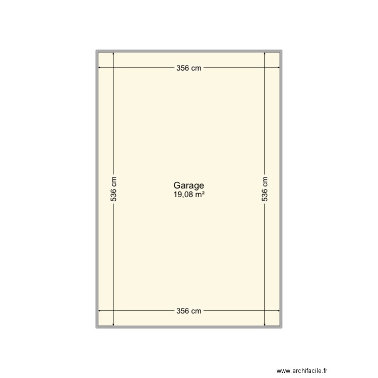 Garage extension . Plan de 1 pièce et 19 m2