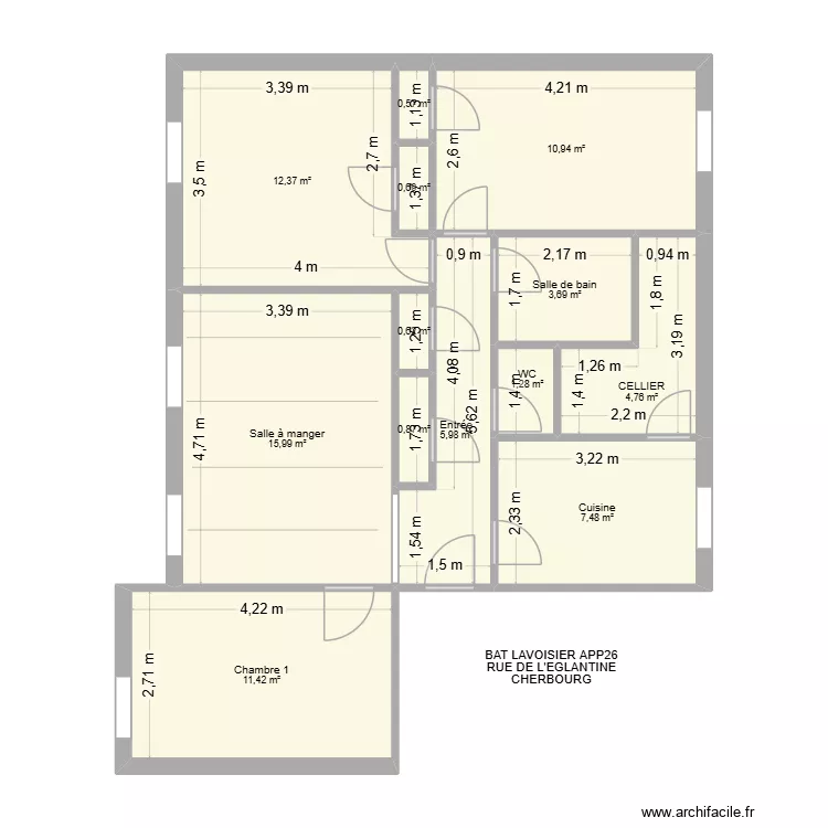 BAT LAVOISIER LGT 26. Plan de 13  et 77 m²