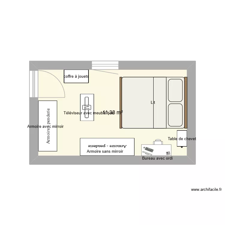 Chambre Annie. Plan de 1 Pièce et 11 m² Chambre Annie. Plan de 1 Pièce et 11 m²