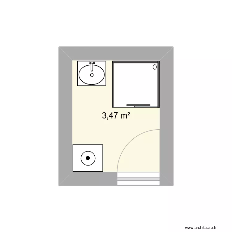 SDB. Plan de 1 et 3 m² SDB. Plan de 1 et 3 m²