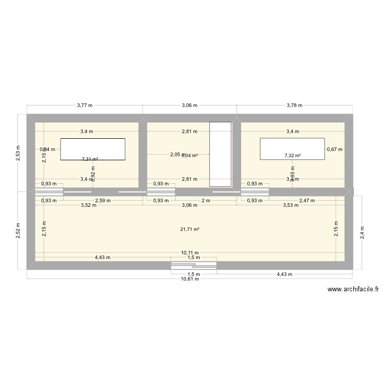 Plan cabinet. Plan de 4 pièces et 42 m2