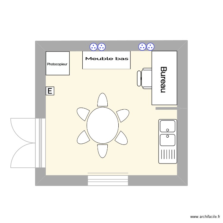 Tisanerie ATSEM. Plan de 1 pièce et 10 m2
