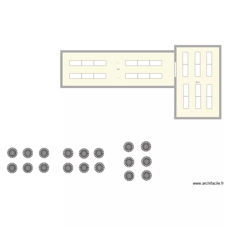 Bel étage tables droites 6 pers / 144 p. Plan de Bel étage tables droites 6 pers / 144 p. Plan de