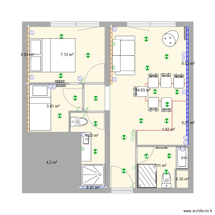 Olympiade 307 (2). Plan de 12 pièces et 40 m2