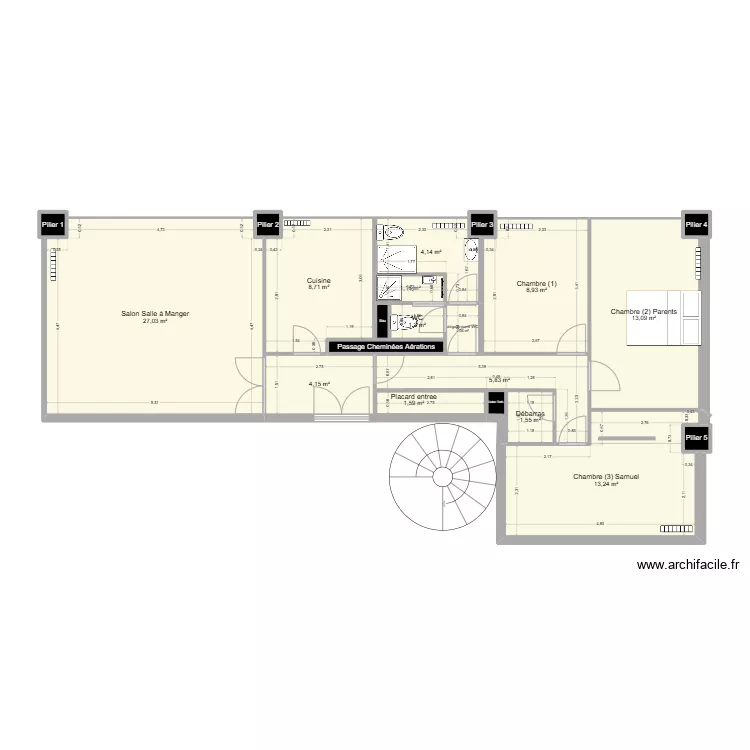 partag&eacute; Juliette sdb 1sans plan  fond. Plan de 0 pièce et 0 m2