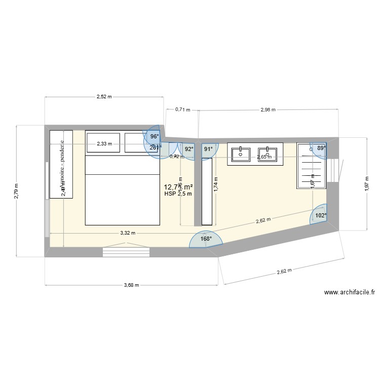 CHAMBRE SUPPLEMENTAIRE. Plan de 1 pièce et 13 m2