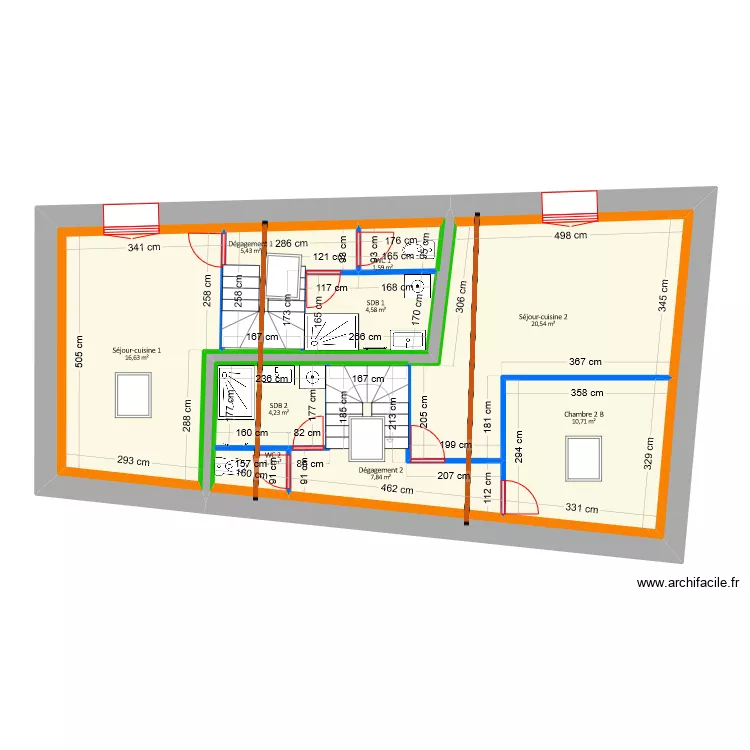 Tchiengang - Projet &eacute;tage avec poutre. Plan de 
