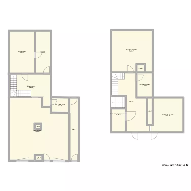 Bonnetable haut -bas. Plan de 15  et 190 m²