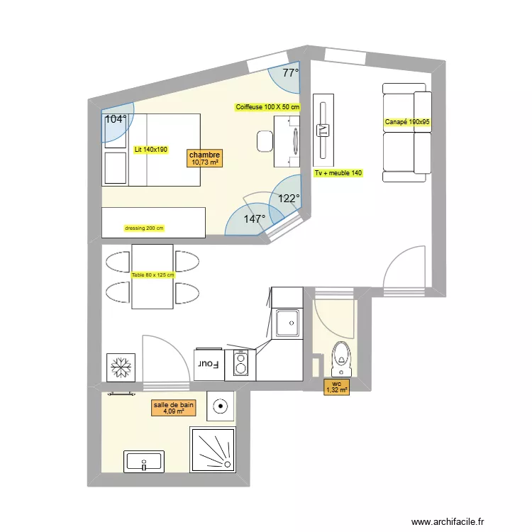 plan appart fafa. Plan de 3  et 16 m²