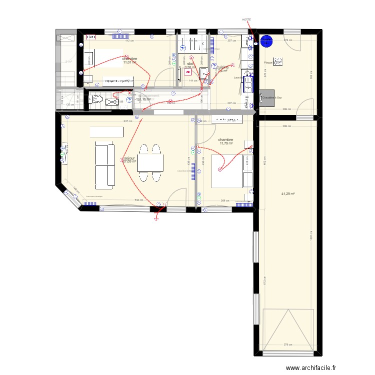 APPARTEMENT RDCH   ELECT PLOM  modif 10/4/2024. Plan de 28 pièces et 291 m2