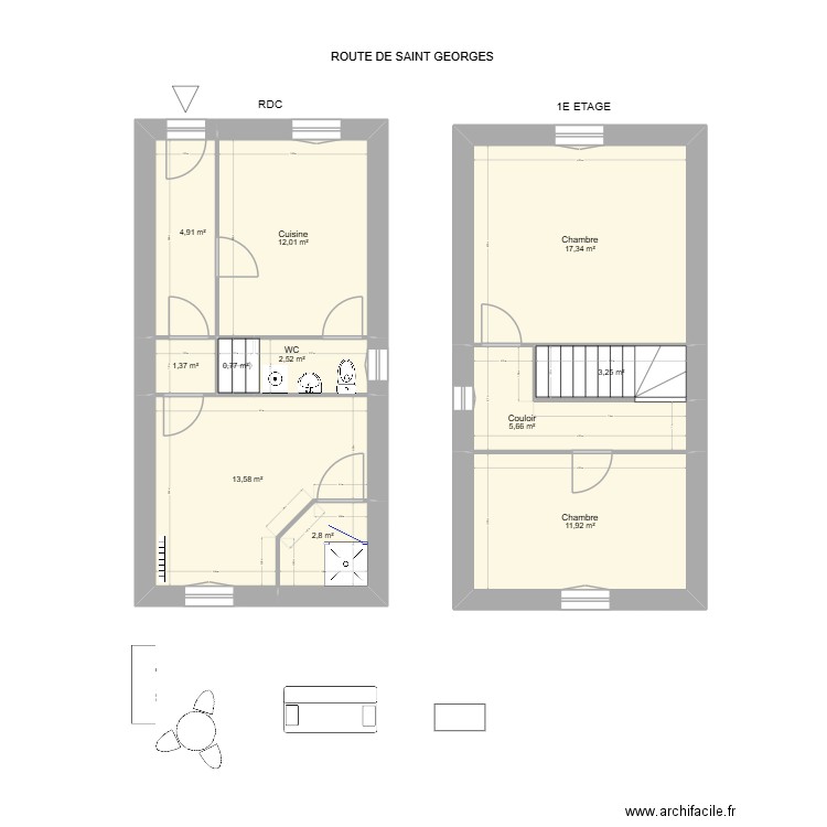 RAYMOND. Plan de 11 pièces et 76 m2