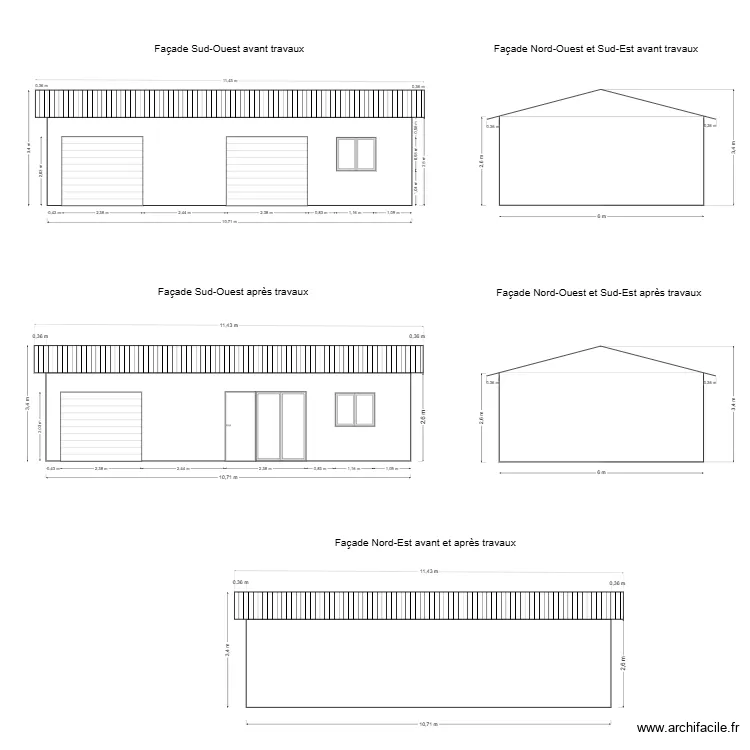 Plan de fa&ccedil;ade garage Tyrosse. Plan de 