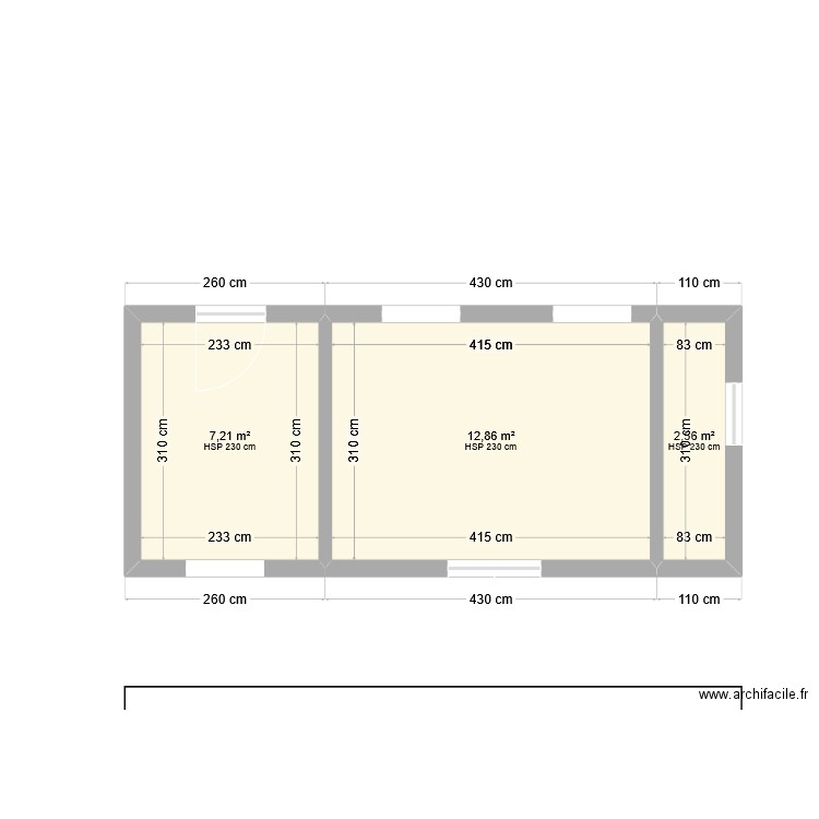 garage atelier. Plan de 3 pièces et 23 m2