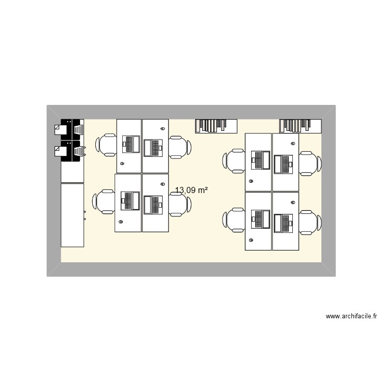 boc. Plan de 1 pièce et 13 m2