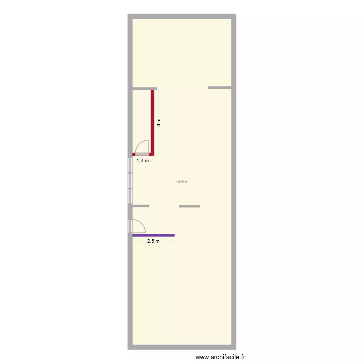 ecole. Plan de 1  et 119 m²