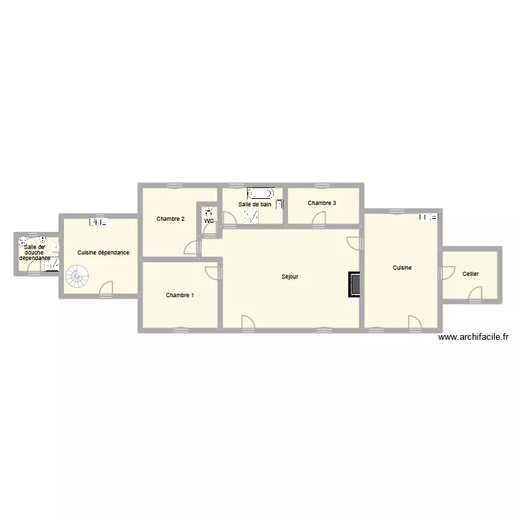 charvet maison rdc. Plan de 10  et 181 m²