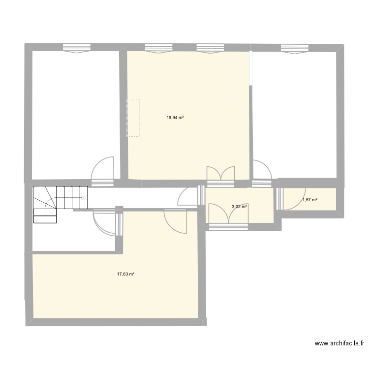 électricité 2. Plan de 4 pièces et 42 m2